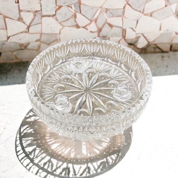 Vintage Fostoria for Princess House 3 taper candle lead crystal centerpiece 80s - Picture 4 of 8